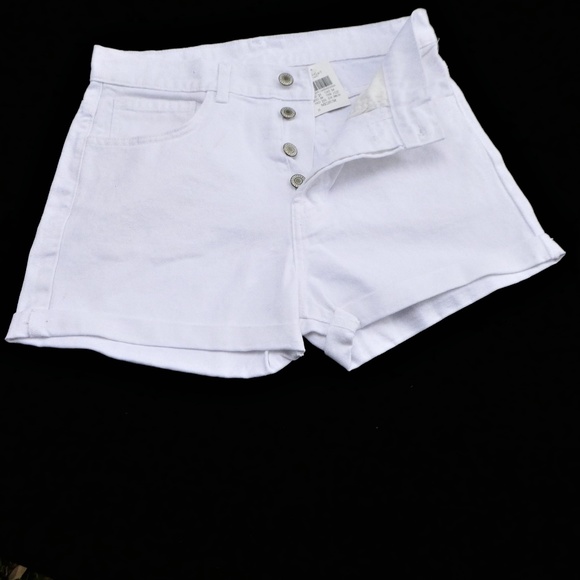 Brandy Melville Pants - John Galt White Denim Jean Shorts High Waist Button Fly M